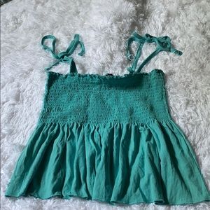 Green smocked top